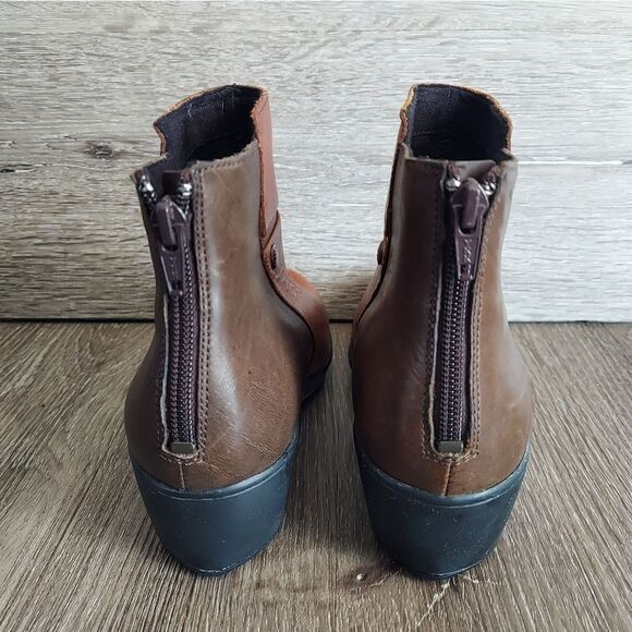 Merrell Veranda 2-tone Brown Leather Back Zip Up Ankle Mid Boots Women's 6.5 - Picture 5 of 10